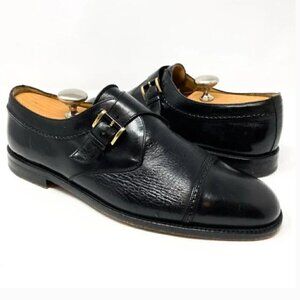 Mezlan Istanbul Black Spanish Leather Monk Strap Cap Toe Shoes - Size 10.5